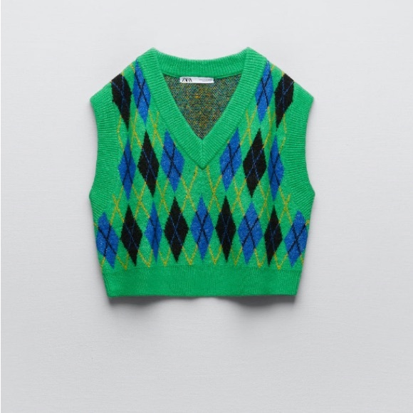 zara knit argyle vest - small - Picture 1 of 5